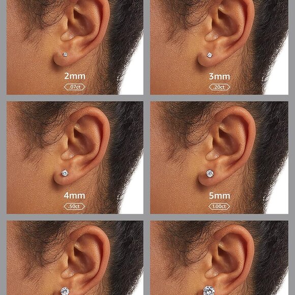 Sterling Silver Cushion Cut Birthstone and Created White Sapphire Halo Stud Earr - Picture 3 of 3